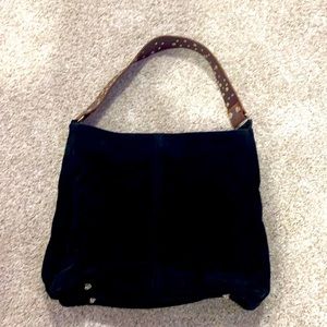 Black suede hobo bag -  2 straps